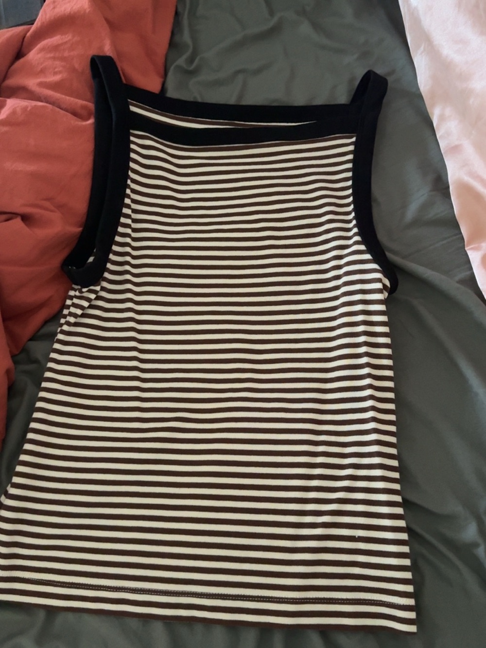 Striped Brown andCream Sleeveless Tank Top